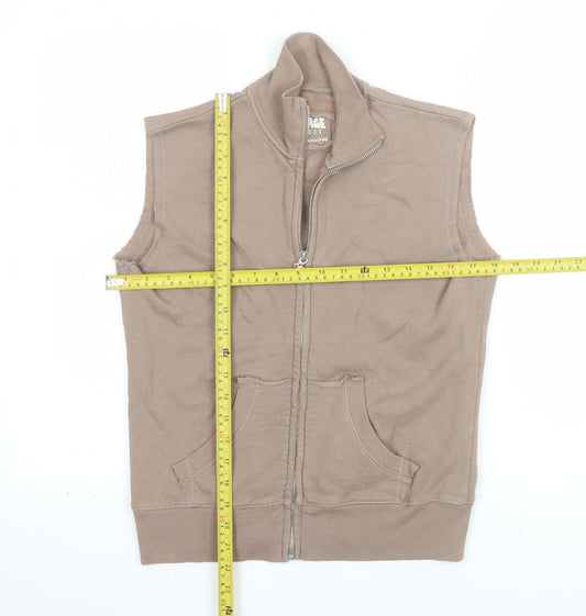 Vintage Process Womens Beige Full Zip Vest Hoodie M/L 100% Cotton