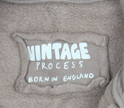 Vintage Process Womens Beige Full Zip Vest Hoodie M/L 100% Cotton