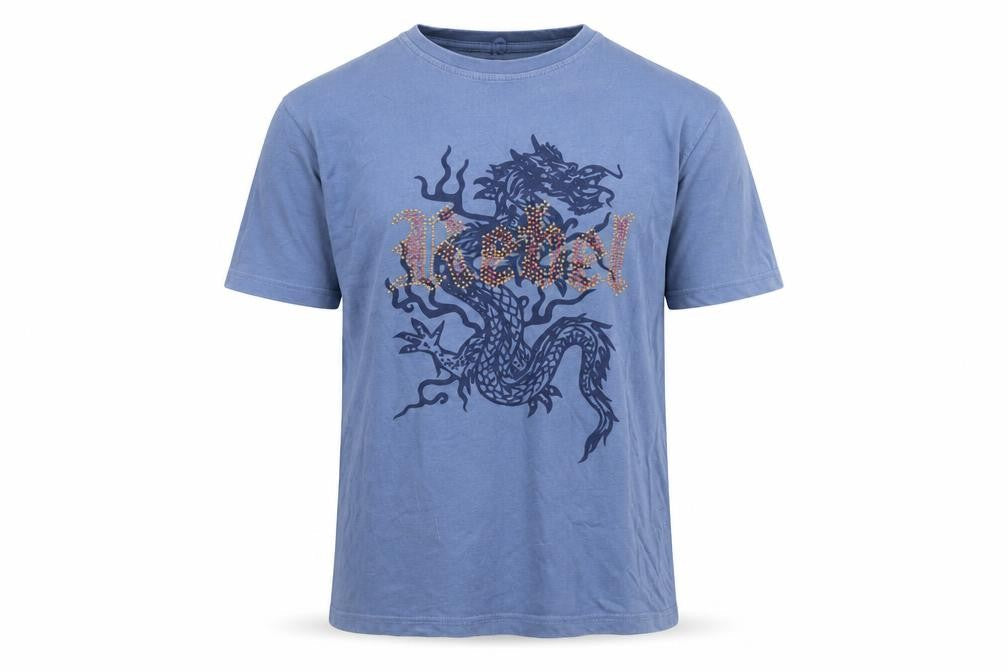Bullit Men’s Blue Dragon Rebel Graphic Cotton T-Shirt Medium