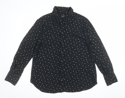 Marks and Spencer Women Black Star Print Long Sleeve Button-Up Shirt Size 12