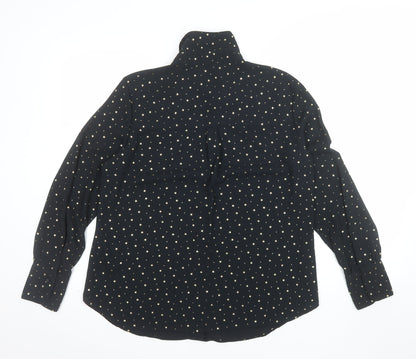 Marks and Spencer Women Black Star Print Long Sleeve Button-Up Shirt Size 12