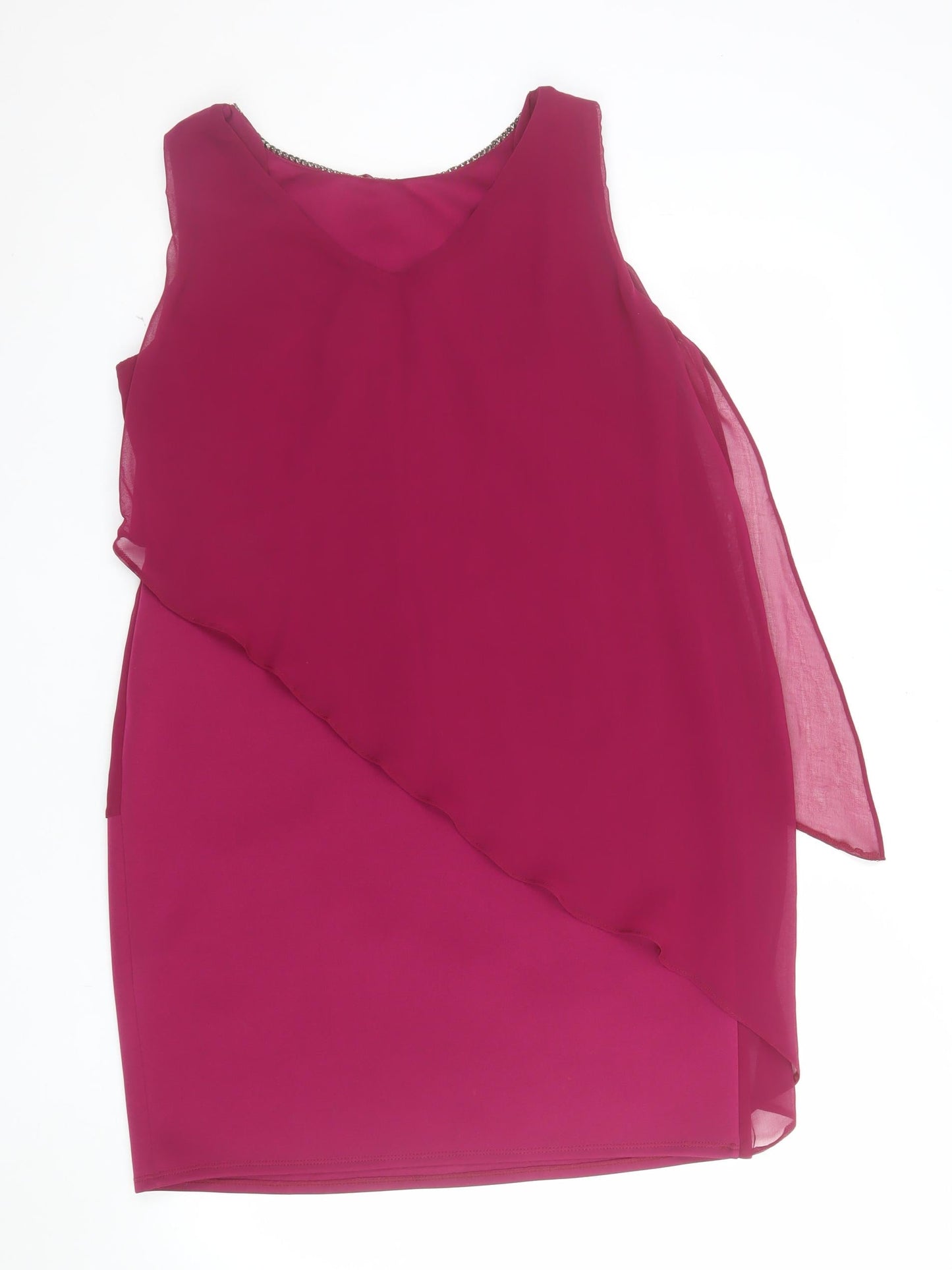 Wallis Petite Women's Purple Beaded Asymmetric Shift Dress Size 12