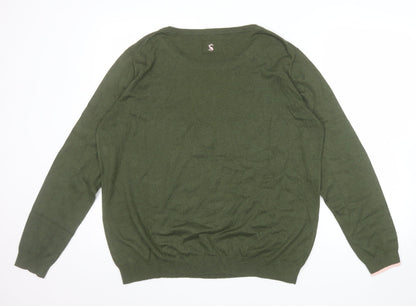 Joules Women Green Rabbit Jumper Size 18 Crew Neck Knitwear