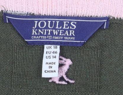 Joules Women Green Rabbit Jumper Size 18 Crew Neck Knitwear