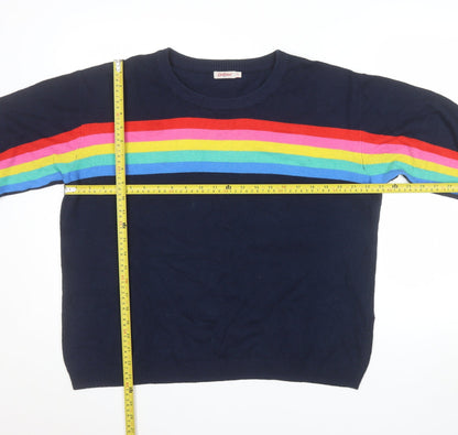 Cath Kidston Women’s Blue Rainbow Stripe Crew Neck Cotton Jumper XL