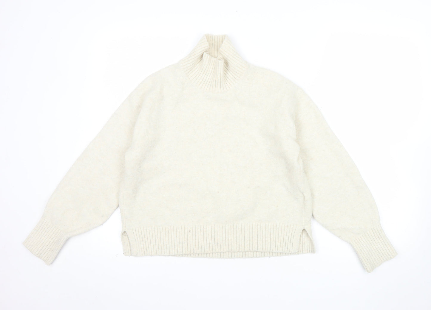 Uniqlo Women Ivory Roll Neck Wool Blend Knit Jumper XS