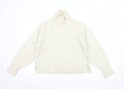Uniqlo Women Ivory Roll Neck Wool Blend Knit Jumper XS