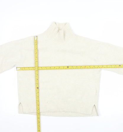 Uniqlo Women Ivory Roll Neck Wool Blend Knit Jumper XS