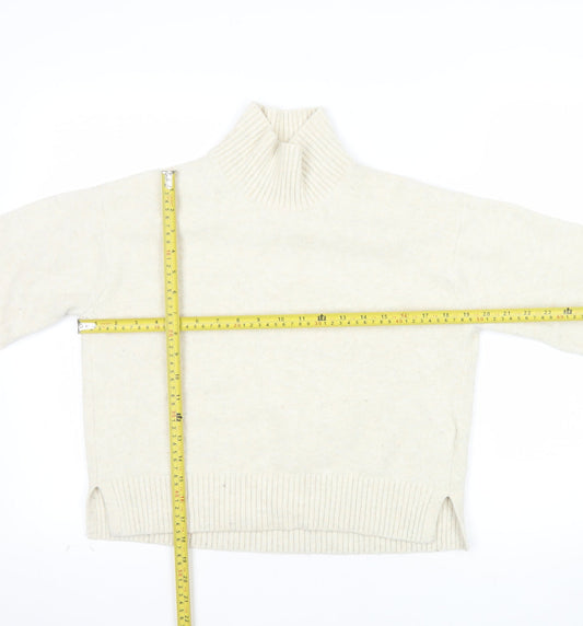 Uniqlo Women Ivory Roll Neck Wool Blend Knit Jumper XS
