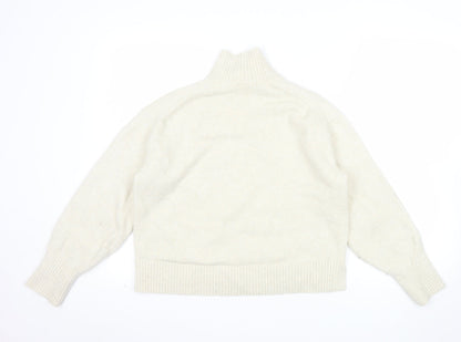 Uniqlo Women Ivory Roll Neck Wool Blend Knit Jumper XS