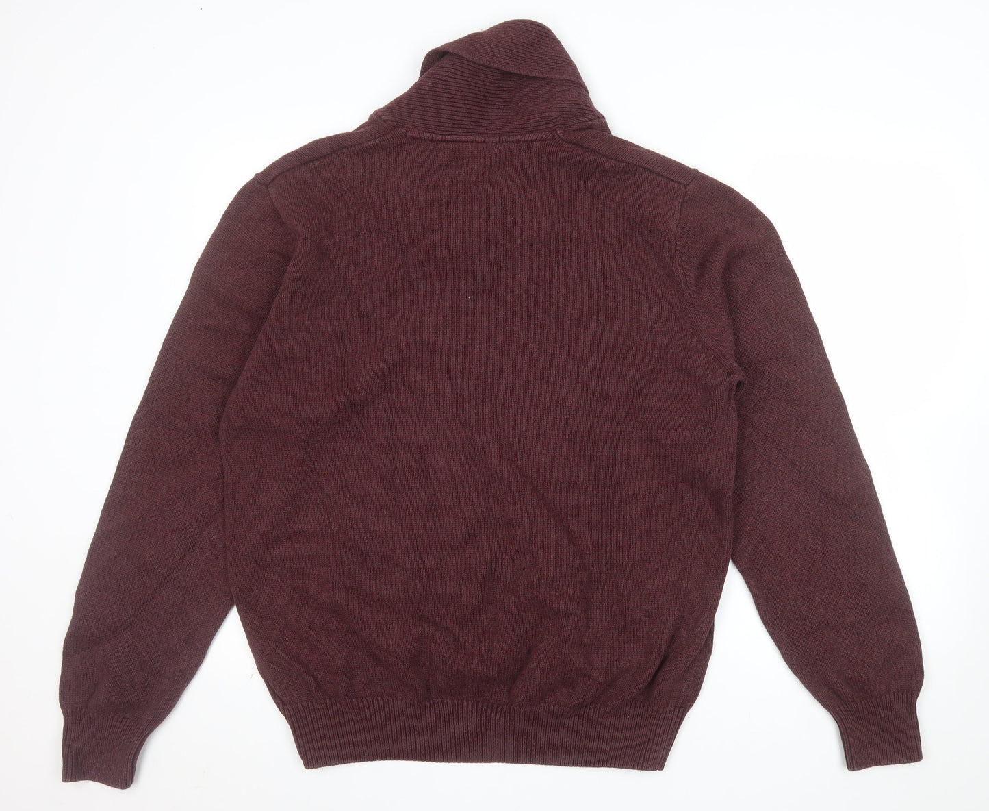 Marks and Spencer Blue Harbour Men Brown XL Cotton Shawl Collar Jumper