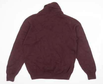 Marks and Spencer Blue Harbour Men Brown XL Cotton Shawl Collar Jumper