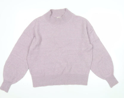 Fat Face Women's Purple Mock Neck Alpaca Wool Blend Jumper Size 8