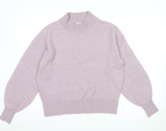 Fat Face Women's Purple Mock Neck Alpaca Wool Blend Jumper Size 8