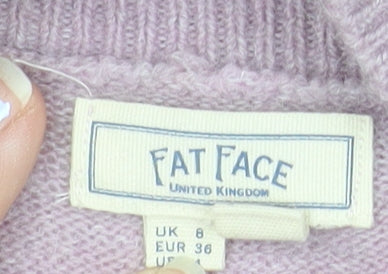 Fat Face Women's Purple Mock Neck Alpaca Wool Blend Jumper Size 8