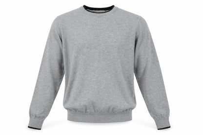 Cotton & Silk Men's Grey Crew Neck Pullover Jumper M
