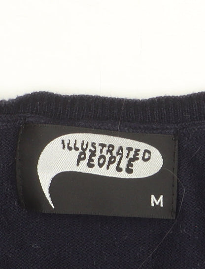 Illustrated People Women's Black Relaxed Fit Pullover Jumper M