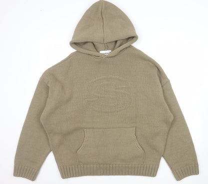 Sisters and Seekers Women’s Beige Hooded Chunky Knit Pullover Jumper Size S