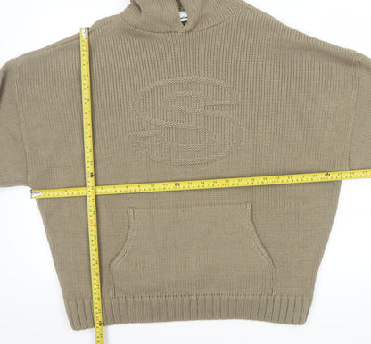 Sisters and Seekers Women’s Beige Hooded Chunky Knit Pullover Jumper Size S