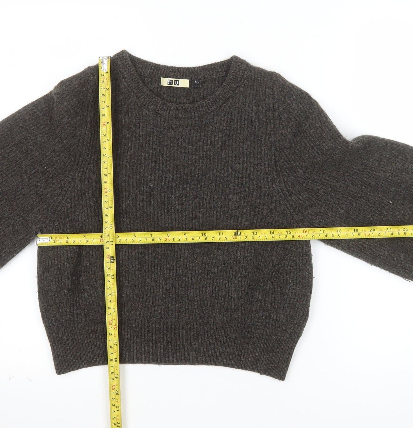 Uniqlo Women Brown Wool Chunky-Knit Crew Neck Jumper XS