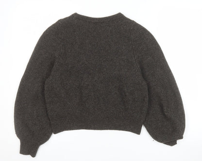 Uniqlo Women Brown Wool Chunky-Knit Crew Neck Jumper XS