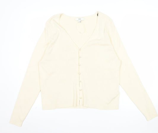 Marks and Spencer Women’s Ivory V-Neck Button Cardigan Size 20