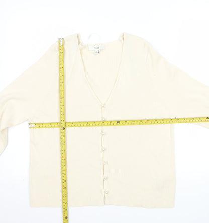 Marks and Spencer Women’s Ivory V-Neck Button Cardigan Size 20