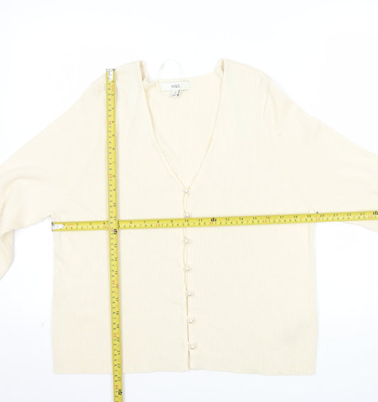 Marks and Spencer Women’s Ivory V-Neck Button Cardigan Size 20