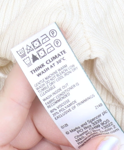 Marks and Spencer Women’s Ivory V-Neck Button Cardigan Size 20