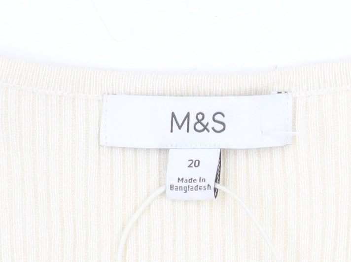 Marks and Spencer Women’s Ivory V-Neck Button Cardigan Size 20