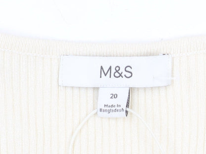 Marks and Spencer Women’s Ivory V-Neck Button Cardigan Size 20