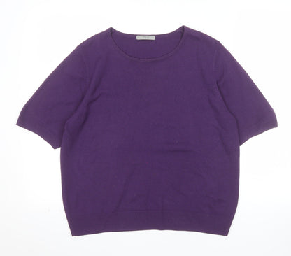 Marks and Spencer Women's Purple Crew Neck Short Sleeve Jumper Size 18