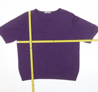 Marks and Spencer Women's Purple Crew Neck Short Sleeve Jumper Size 18
