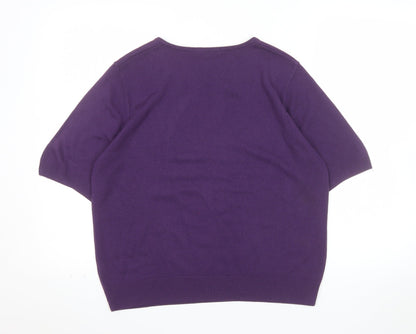 Marks and Spencer Women's Purple Crew Neck Short Sleeve Jumper Size 18
