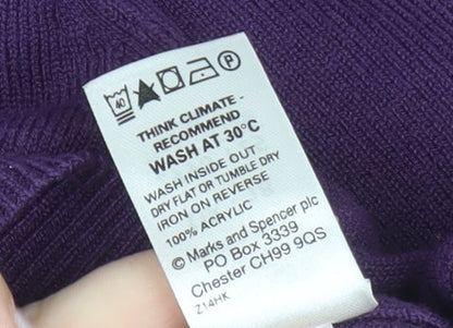 Marks and Spencer Women's Purple Crew Neck Short Sleeve Jumper Size 18