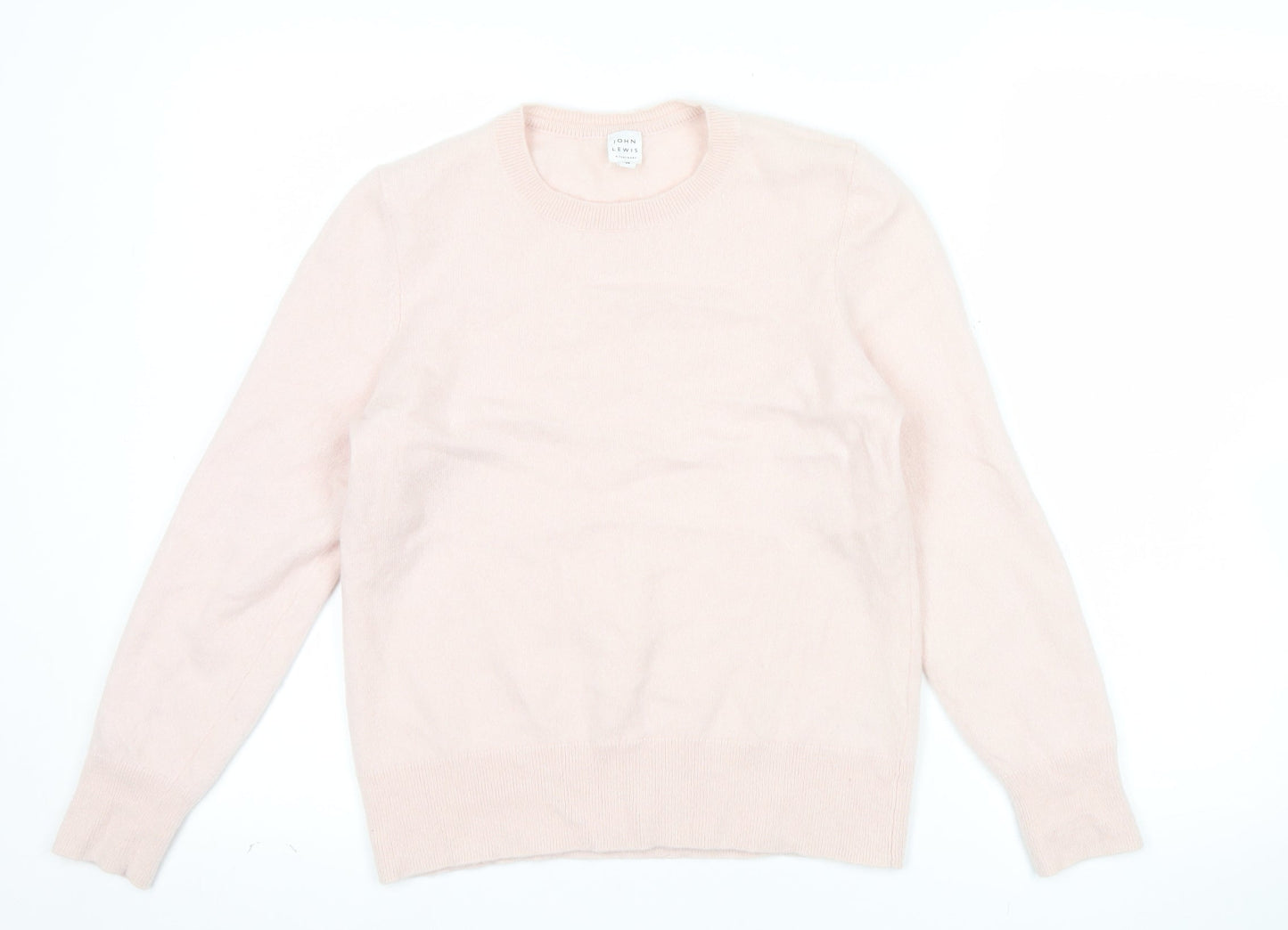 John Lewis Women’s Pink Cashmere Crew Neck Jumper Size 14