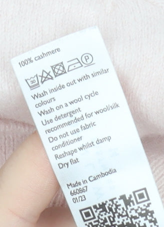 John Lewis Women’s Pink Cashmere Crew Neck Jumper Size 14