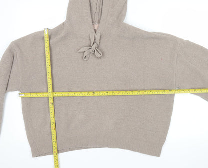 H&M Women Beige Hooded Pullover Knit Jumper Size 12