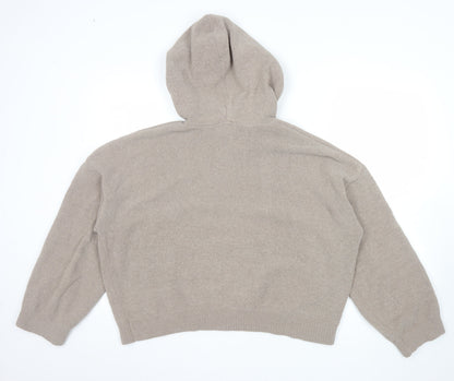 H&M Women Beige Hooded Pullover Knit Jumper Size 12
