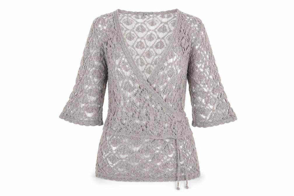 Marks and Spencer Women’s Grey Open-Knit Wrap Jumper M