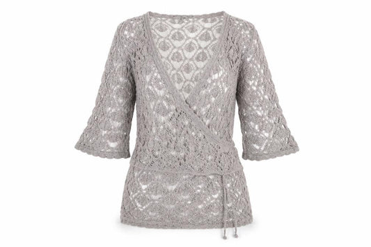 Marks and Spencer Women’s Grey Open-Knit Wrap Jumper M