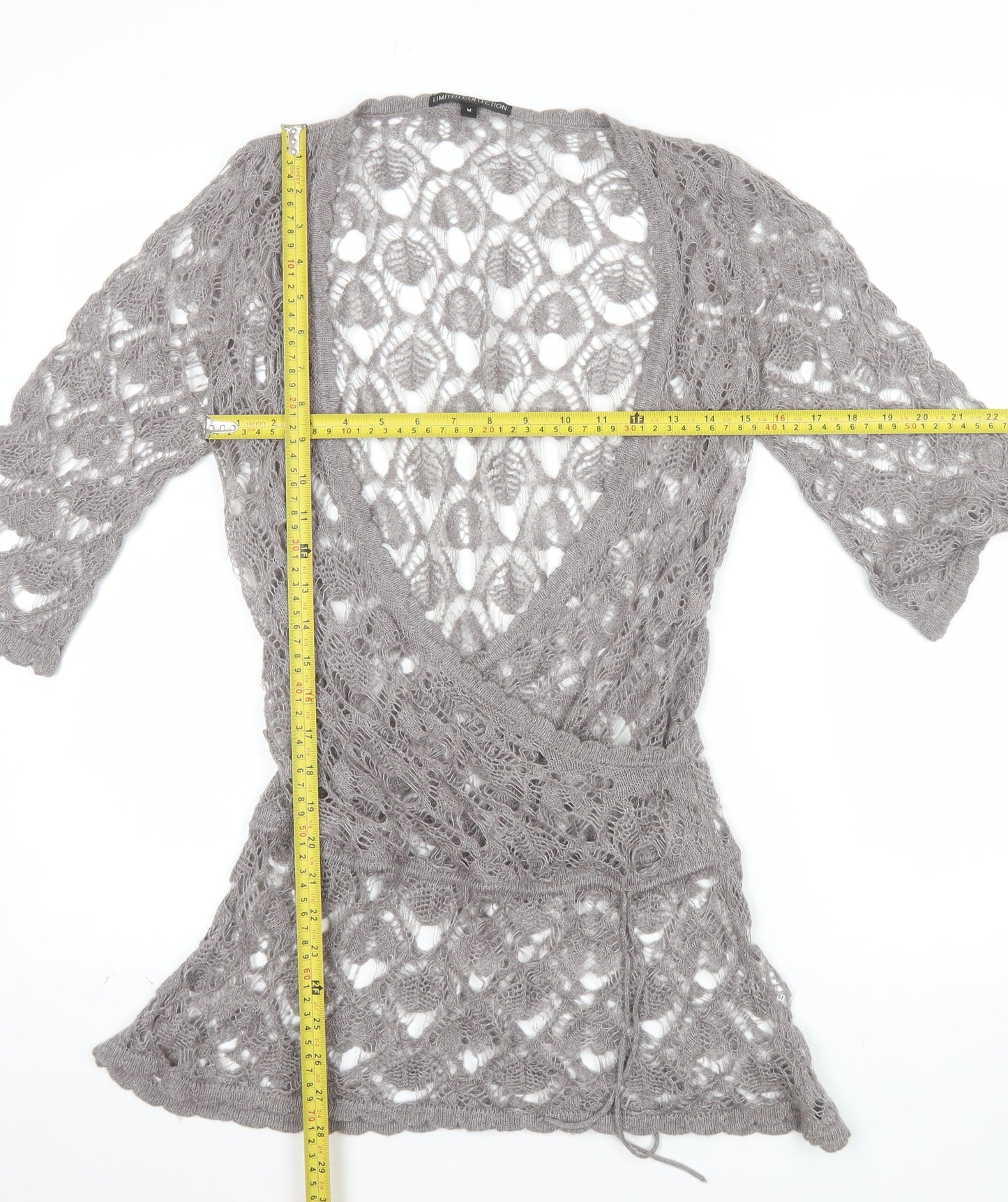 Marks and Spencer Women’s Grey Open-Knit Wrap Jumper M
