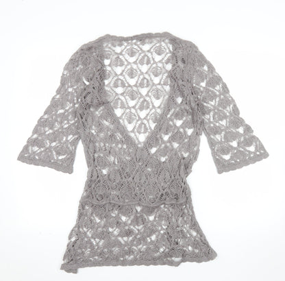 Marks and Spencer Women’s Grey Open-Knit Wrap Jumper M