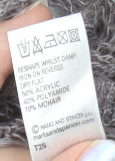 Marks and Spencer Women’s Grey Open-Knit Wrap Jumper M