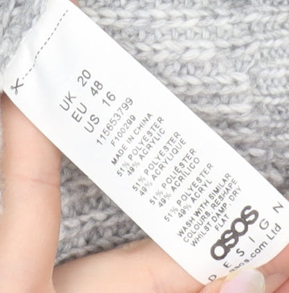 ASOS Design Curve Grey Knit Open Cardigan Women's UK 20 Long Sleeve