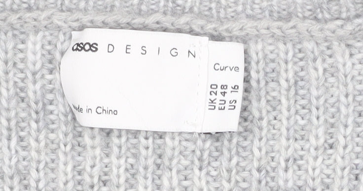 ASOS Design Curve Grey Knit Open Cardigan Women's UK 20 Long Sleeve