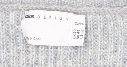 ASOS Design Curve Grey Knit Open Cardigan Women's UK 20 Long Sleeve
