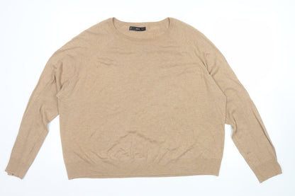 MNG Women Beige Cashmere Blend Crew Neck Long Sleeve Jumper Size XL