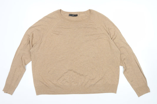 MNG Women Beige Cashmere Blend Crew Neck Long Sleeve Jumper Size XL