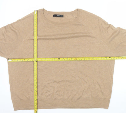 MNG Women Beige Cashmere Blend Crew Neck Long Sleeve Jumper Size XL